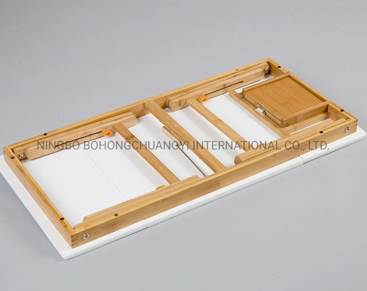 iPad/Laptop Wooden Portable Folding Desk Multifunction Retractable Table on Bed