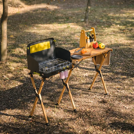 Table pliante portative pliable extérieure de rouleau d'oeufs en bois de hêtre Camping pique-nique Table pliante