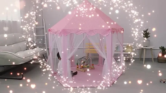 Tente de jeu pour enfants, château de princesse hexagonal en polyester 230t de haute qualité, intérieur et extérieur