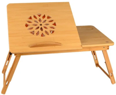 Table de bureau d'ordinateur en bambou avec ventilateur Bt