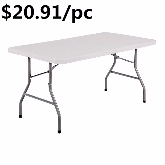 Table rectangulaire pliante pour camp de fête en plastique PVC extérieur, salle à manger de mariage