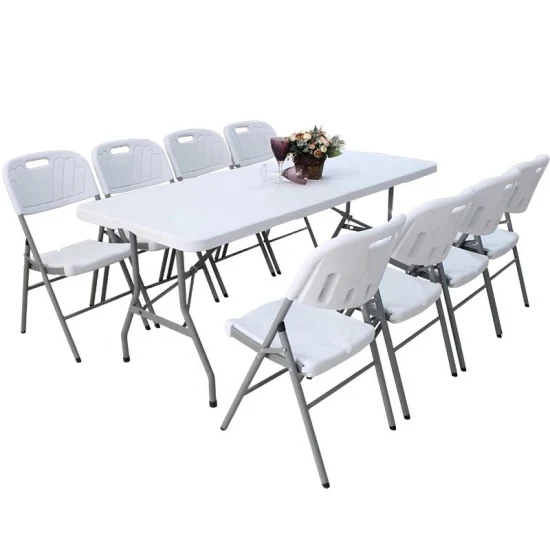 Table rectangulaire pliante en plastique blanc, robuste, 4 pieds, 5 pieds, 6 pieds, 8 pieds, Portable, pour événements en plein air, fête